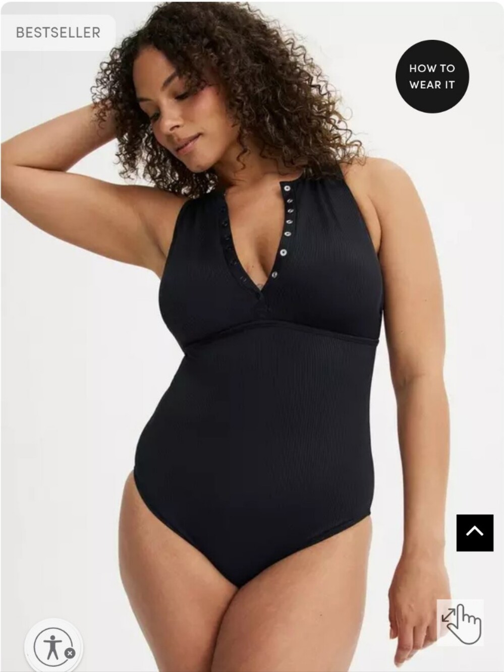 Torrid Wireless High Neck Henley One Piece Swimsuit